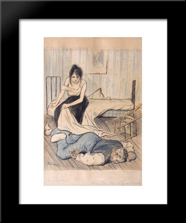 Remords 20x24 Black Modern Wood Framed Art Print Poster by Steinlen, Theophile