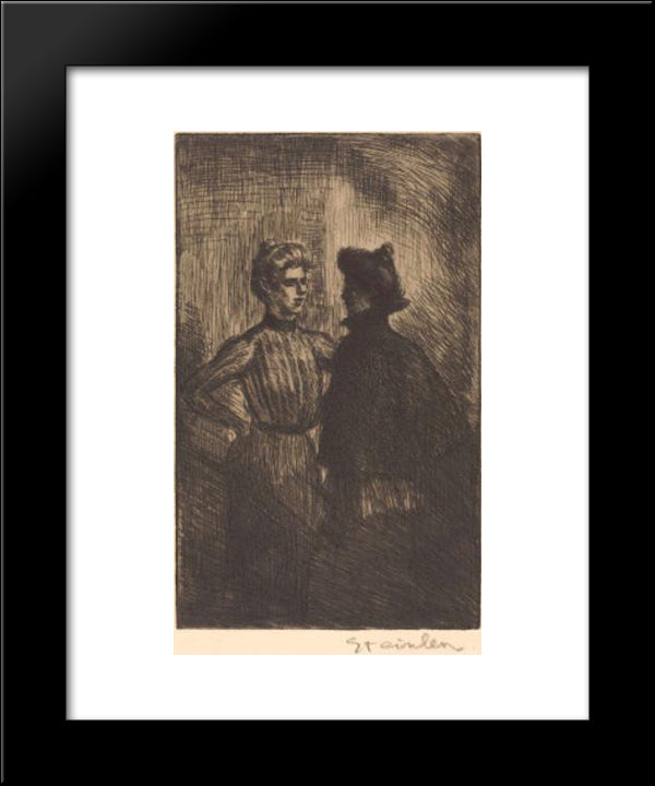 Rencontre 20x24 Black Modern Wood Framed Art Print Poster by Steinlen, Theophile