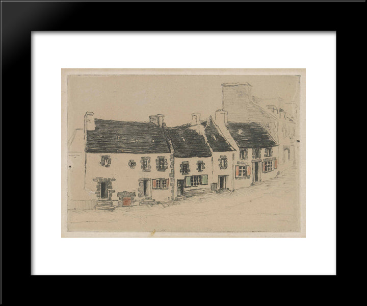 Route Traversant Village 20x24 Black Modern Wood Framed Art Print Poster by Steinlen, Theophile