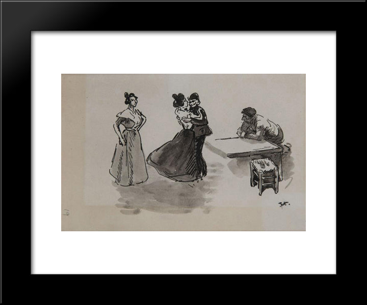Scene De Bal 20x24 Black Modern Wood Framed Art Print Poster by Steinlen, Theophile
