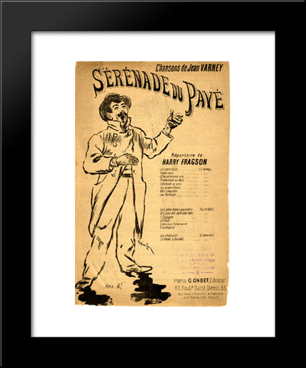 Serenade Du Pave 20x24 Black Modern Wood Framed Art Print Poster by Steinlen, Theophile