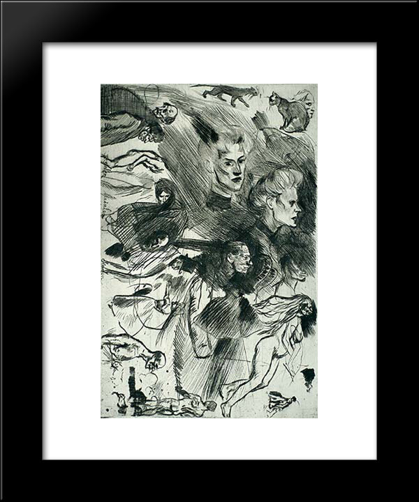 Sketch Plate 20x24 Black Modern Wood Framed Art Print Poster by Steinlen, Theophile