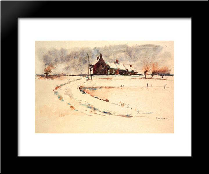 Snow Landscape 20x24 Black Modern Wood Framed Art Print Poster by Steinlen, Theophile