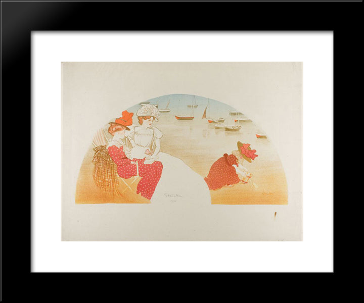 Sur La Plage 20x24 Black Modern Wood Framed Art Print Poster by Steinlen, Theophile