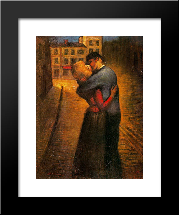 The Kiss 20x24 Black Modern Wood Framed Art Print Poster by Steinlen, Theophile