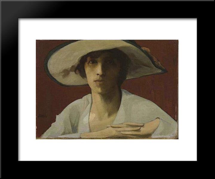 Woman In White 20x24 Black Modern Wood Framed Art Print Poster by Triantafyllidis, Theophrastos