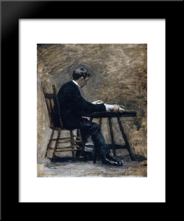Between Rounds Study For The Timer 20x24 Black Modern Wood Framed Art Print Poster by Eakins, Thomas