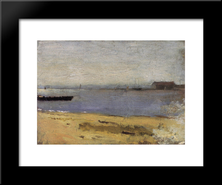 Delaware River Scene 20x24 Black Modern Wood Framed Art Print Poster by Eakins, Thomas