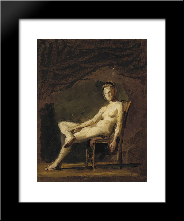 Female Nude Figure Study For Arcadia 20x24 Black Modern Wood Framed Art Print Poster by Eakins, Thomas