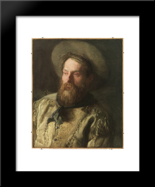 Head Of A Cowboy 20x24 Black Modern Wood Framed Art Print Poster by Eakins, Thomas