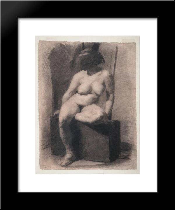 Masked Nude Woman, Seated 20x24 Black Modern Wood Framed Art Print Poster by Eakins, Thomas