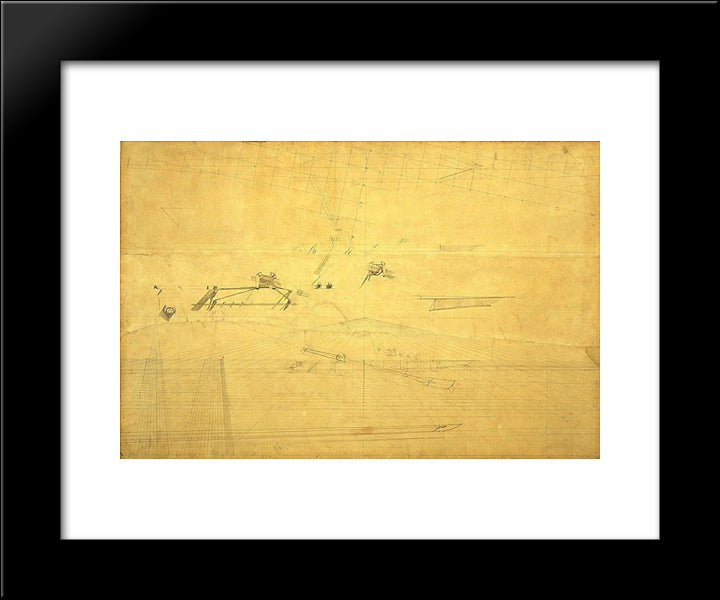 Perspective Drawing For The Biglin Brothers Turning The Stake 20x24 Black Modern Wood Framed Art Print Poster by Eakins, Thomas
