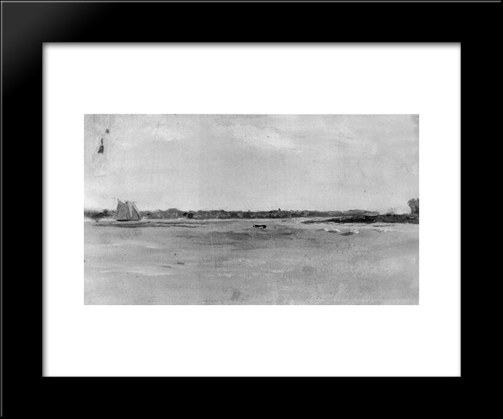 Sailboats Racing' Study Of The Delaware River 20x24 Black Modern Wood Framed Art Print Poster by Eakins, Thomas
