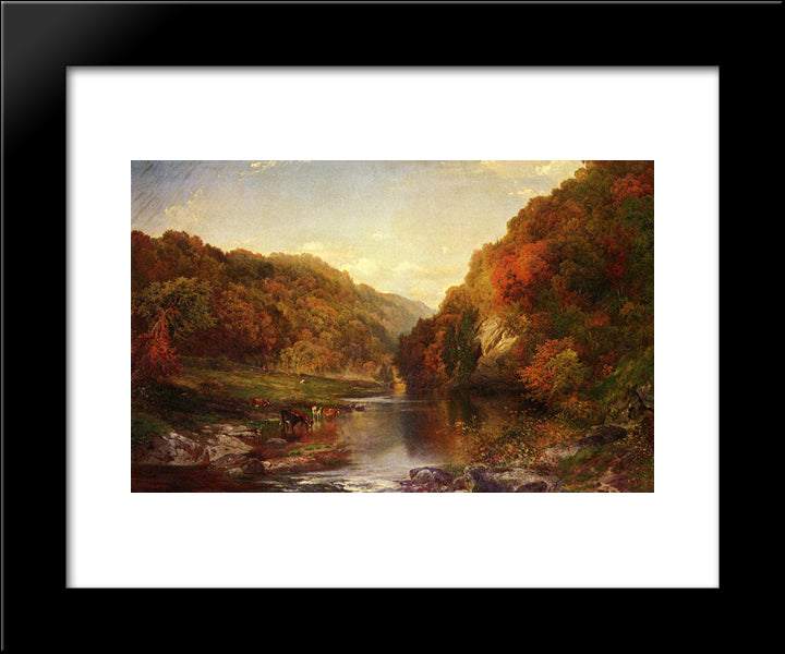 Autumn On The Wissahickon 20x24 Black Modern Wood Framed Art Print Poster by Moran, Thomas
