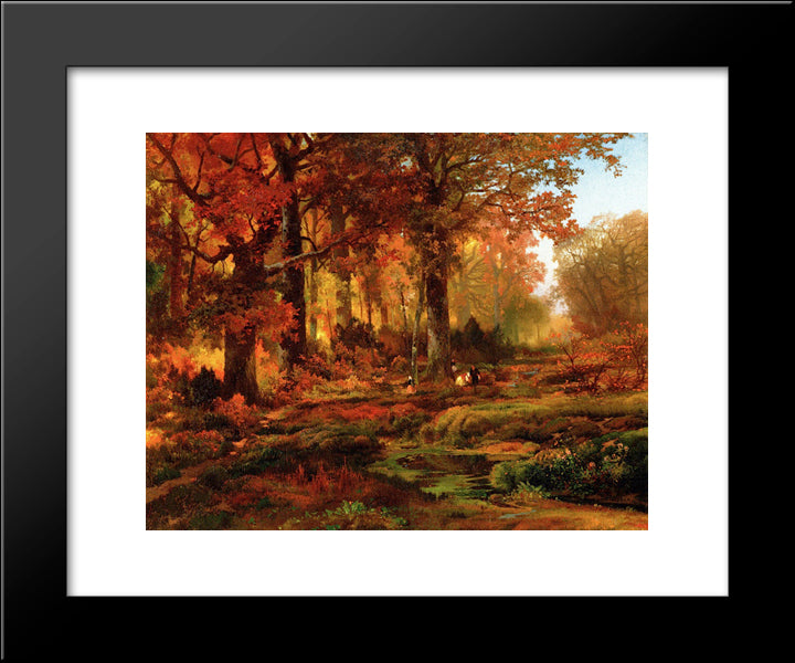 Cresheim Glen, Wissahickon, Autumn 20x24 Black Modern Wood Framed Art Print Poster by Moran, Thomas