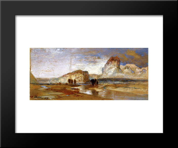 First Sketch Made In The West At Green River, Wyoming 20x24 Black Modern Wood Framed Art Print Poster by Moran, Thomas