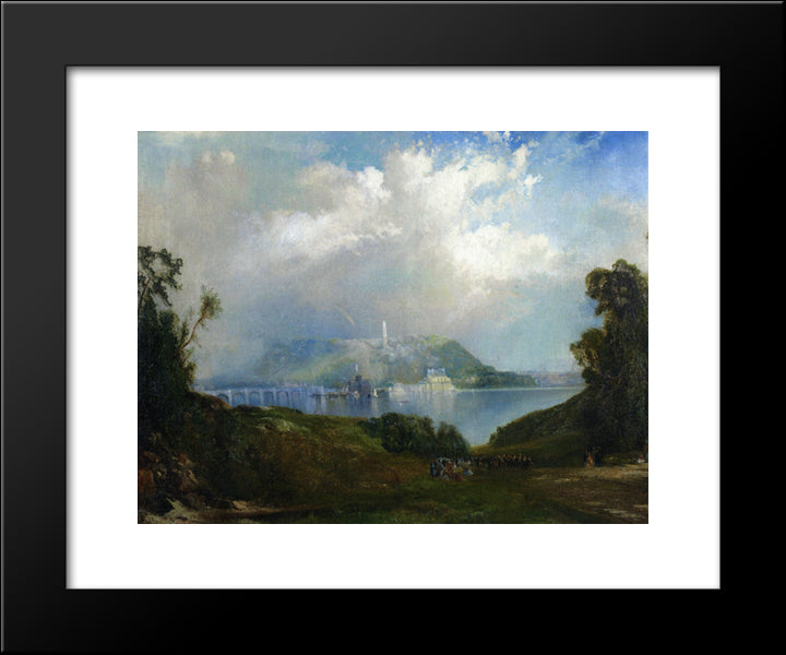 View Of Fairmont Waterworks, Philadelphia 20x24 Black Modern Wood Framed Art Print Poster by Moran, Thomas