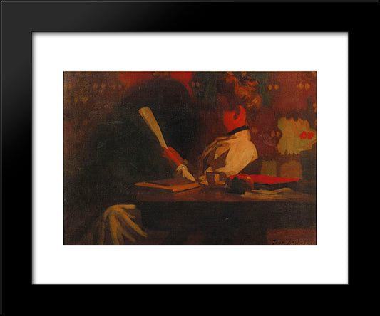 Woman In An Interior, Reading 20x24 Black Modern Wood Framed Art Print Poster by Anshutz, Thomas Pollock