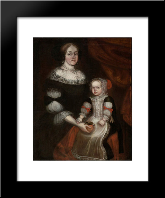 Mrs. Richard Patteshall (Martha Woody) And Child 20x24 Black Modern Wood Framed Art Print Poster by Smith, Thomas