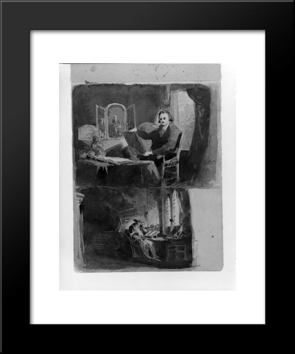 Abraham Francen, The Scholar (From Sketchbook) 20x24 Black Modern Wood Framed Art Print Poster by Sully, Thomas