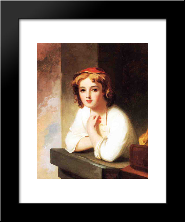 Girl Leaning At A Window 20x24 Black Modern Wood Framed Art Print Poster by Sully, Thomas