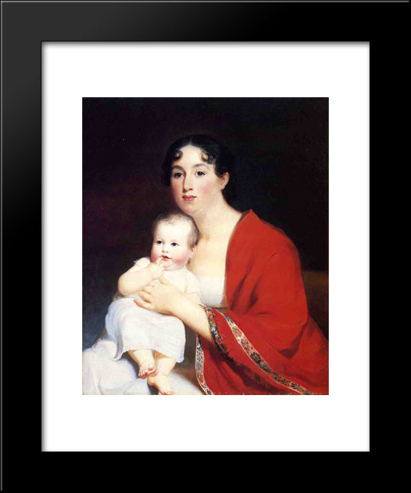 Madame Brujere And Child 20x24 Black Modern Wood Framed Art Print Poster by Sully, Thomas