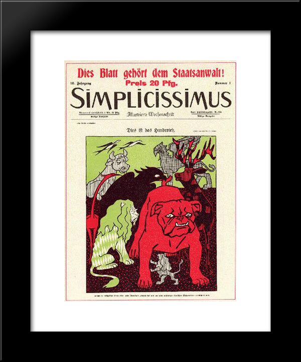 Cover Illustration For The Magazine Simplicissimus 20x24 Black Modern Wood Framed Art Print Poster by Heine, Thomas Theodor