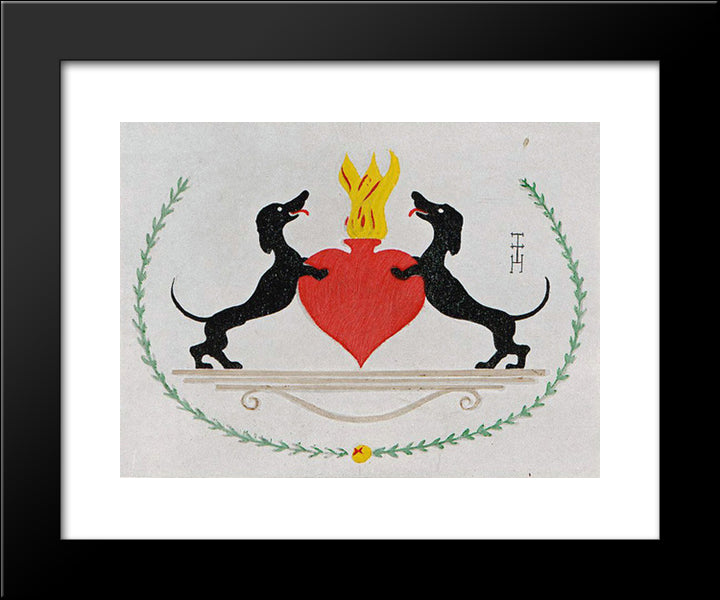 The Two Dachshunds 20x24 Black Modern Wood Framed Art Print Poster by Heine, Thomas Theodor