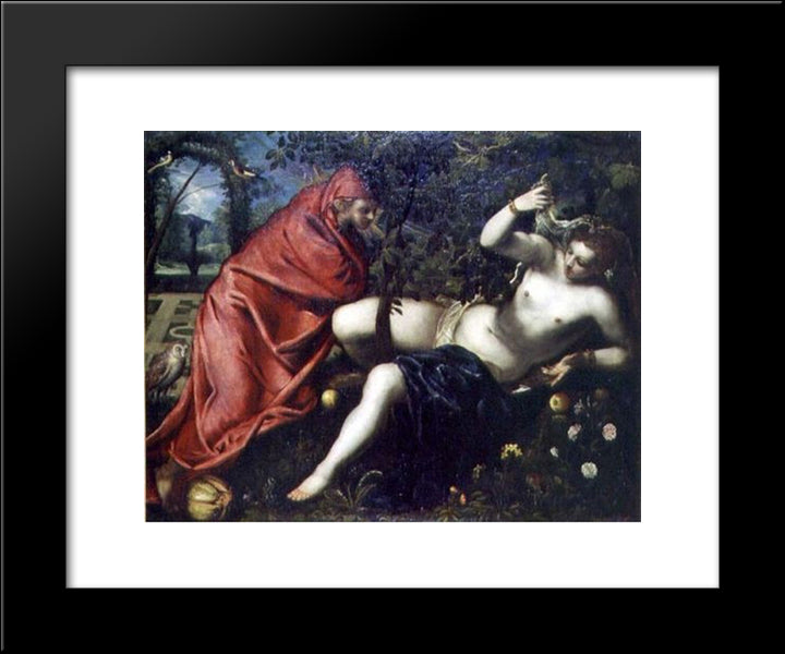 Angelica And The Hermit 20x24 Black Modern Wood Framed Art Print Poster by Tintoretto