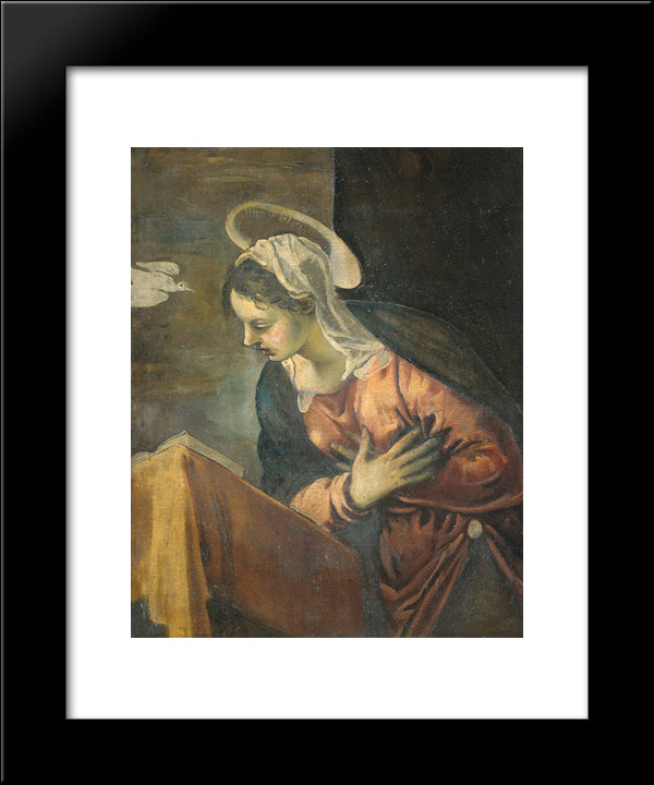 Annunciation, Maria 20x24 Black Modern Wood Framed Art Print Poster by Tintoretto
