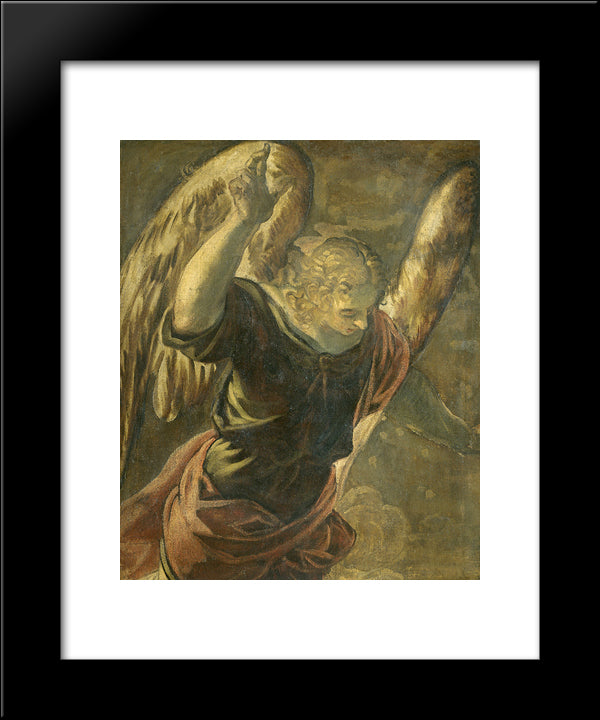 Annunciation The Angel 20x24 Black Modern Wood Framed Art Print Poster by Tintoretto