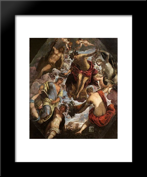 Apollo (Possibly Hymen) Crowning A Poet And Giving Him A Spouse 20x24 Black Modern Wood Framed Art Print Poster by Tintoretto