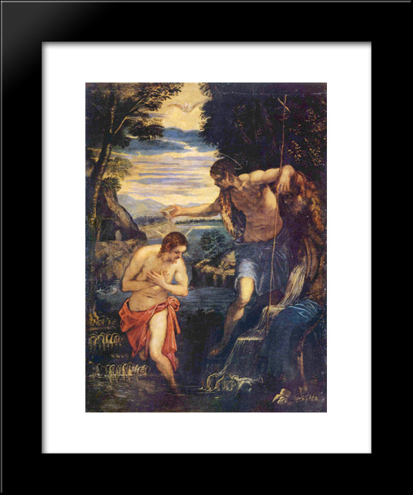 Baptism Of Christ 20x24 Black Modern Wood Framed Art Print Poster by Tintoretto