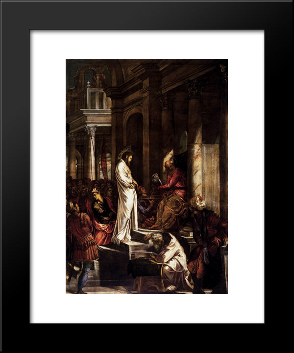 Christ Before Pilate 20x24 Black Modern Wood Framed Art Print Poster by Tintoretto