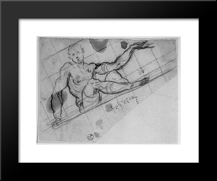 Design For An Allegory Of Fortune (Felicita) 20x24 Black Modern Wood Framed Art Print Poster by Tintoretto