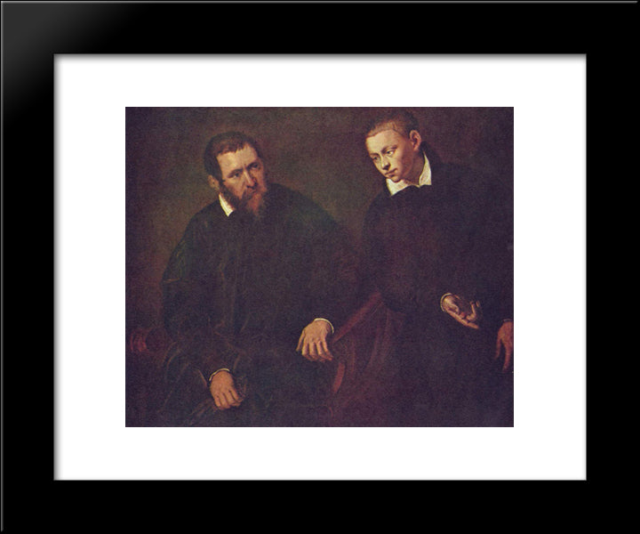 Double Portrait Of Two Men 20x24 Black Modern Wood Framed Art Print Poster by Tintoretto