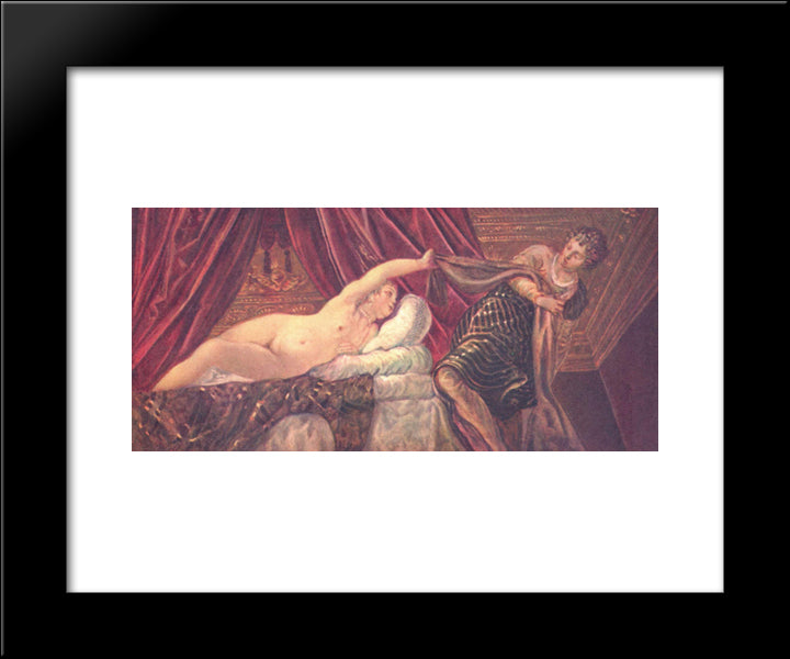 Joseph And Potiphar'S Wife 20x24 Black Modern Wood Framed Art Print Poster by Tintoretto