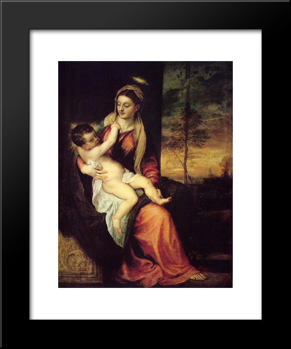 Mary With The Christ Child 20x24 Black Modern Wood Framed Art Print Poster by Titian
