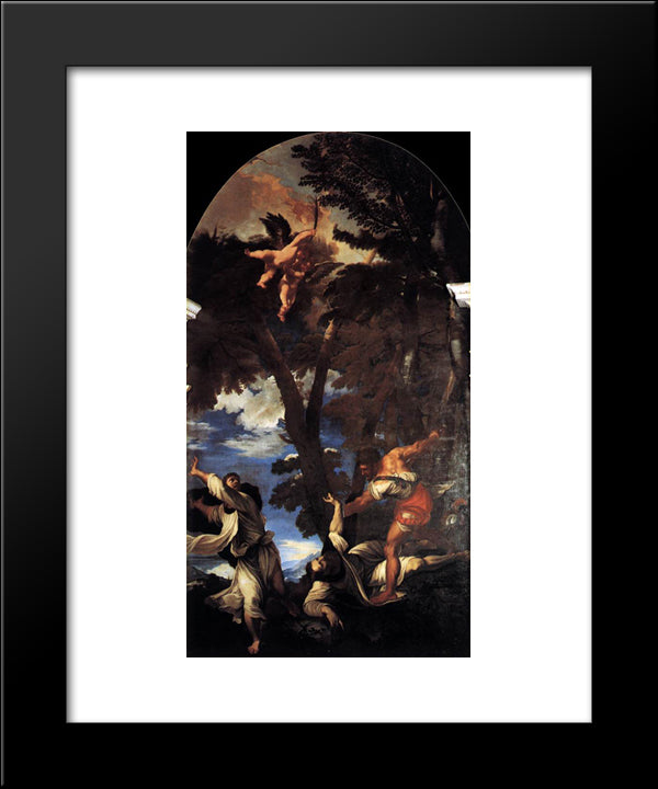 The Death Of St Peter Martyr 20x24 Black Modern Wood Framed Art Print Poster by Titian