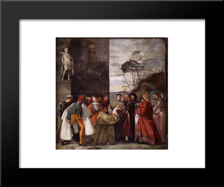 The Miracle Of The Newborn Child 20x24 Black Modern Wood Framed Art Print Poster by Titian