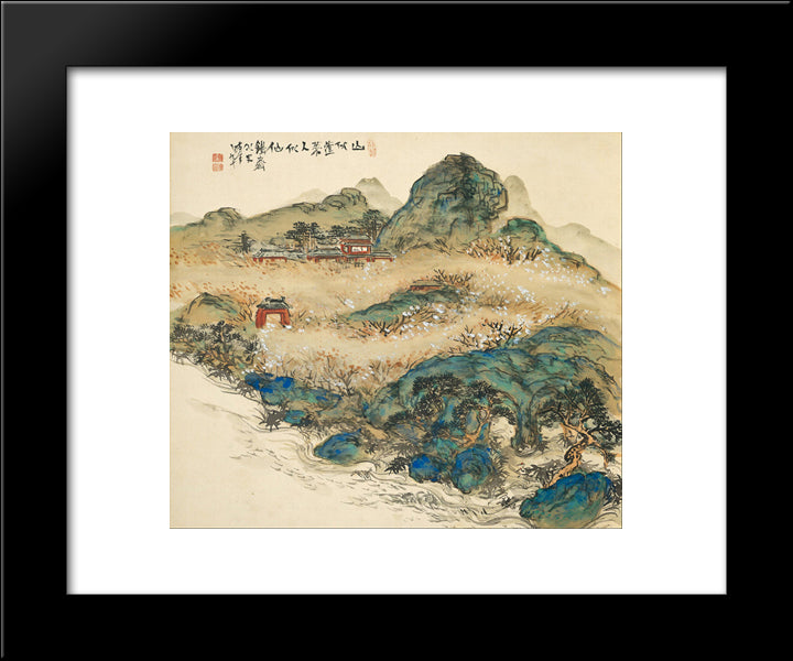 Mountain Of Immortals 20x24 Black Modern Wood Framed Art Print Poster by Tomioka Tessai