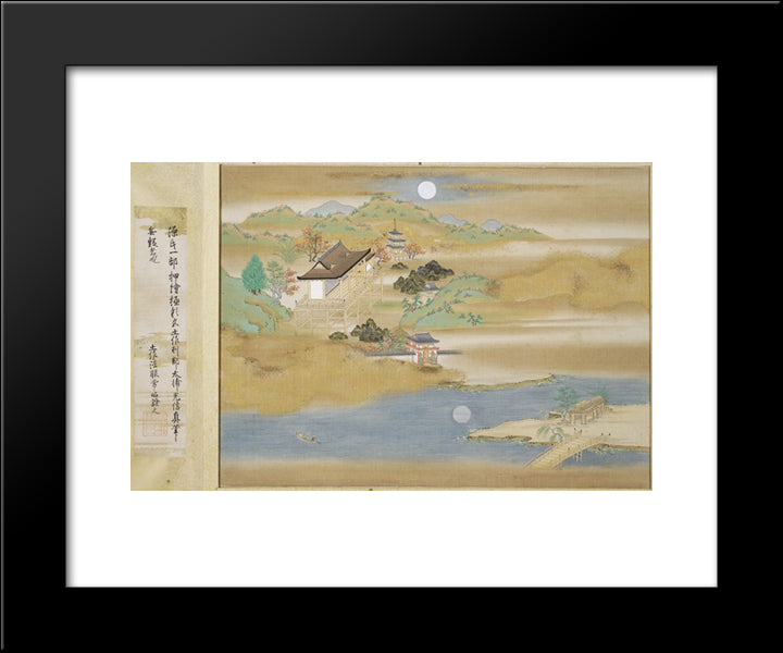 Landscape Around Ishiyama-Dera And Lake Biwa 20x24 Black Modern Wood Framed Art Print Poster by Mitsuoki, Tosa