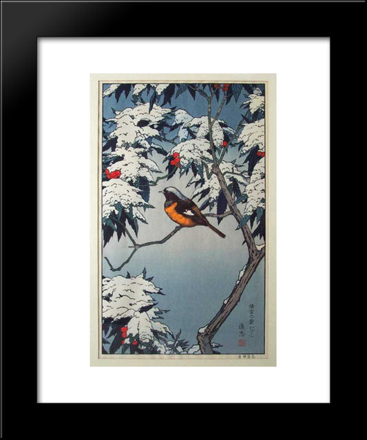 Birds Of The Seasons - Winter 20x24 Black Modern Wood Framed Art Print Poster by Yoshida, Toshi