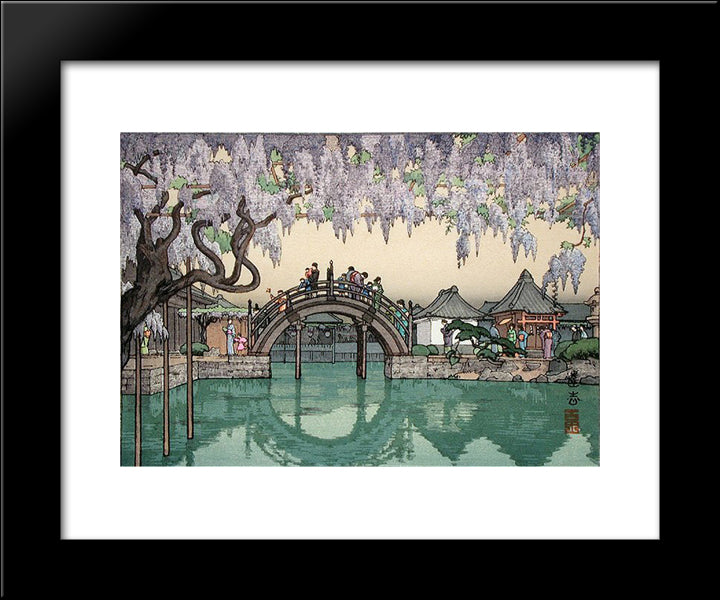 Half Moon Bridge 20x24 Black Modern Wood Framed Art Print Poster by Yoshida, Toshi