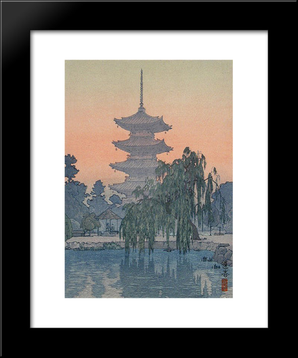 Pagoda In Kyoto 20x24 Black Modern Wood Framed Art Print Poster by Yoshida, Toshi
