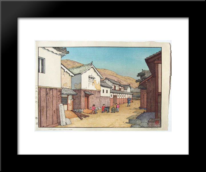 Village In Harima 20x24 Black Modern Wood Framed Art Print Poster by Yoshida, Toshi