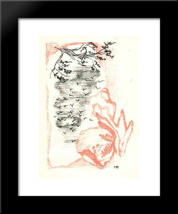 A Flock Of Crows 20x24 Black Modern Wood Framed Art Print Poster by Toyen