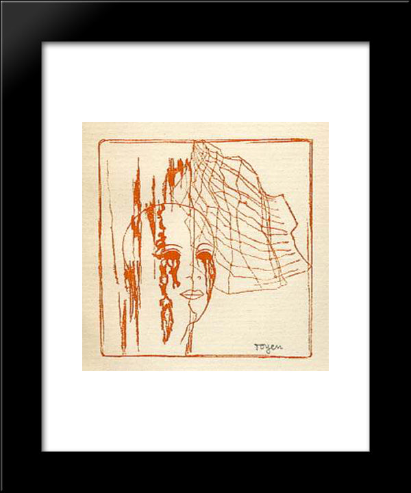 A Girl Head Behind Spider Web 20x24 Black Modern Wood Framed Art Print Poster by Toyen