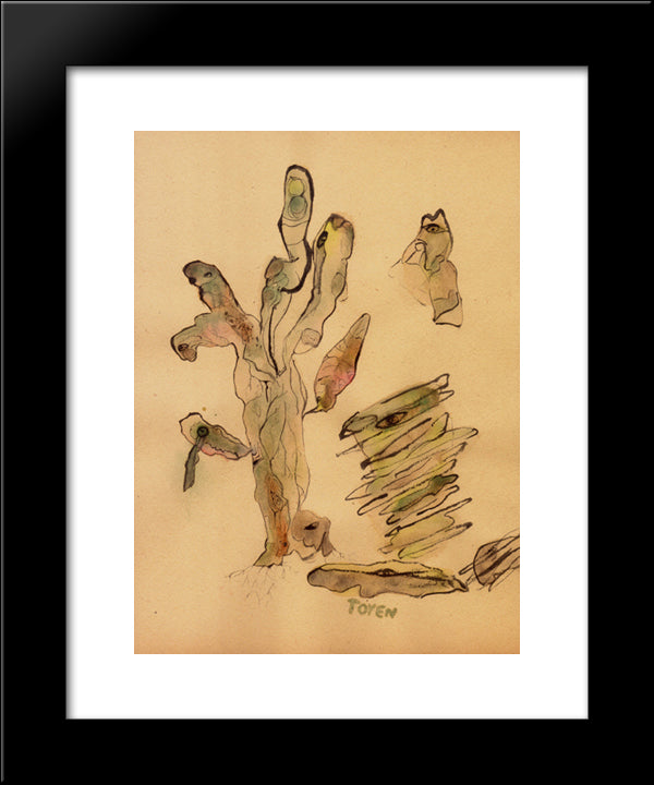 Composition 20x24 Black Modern Wood Framed Art Print Poster by Toyen