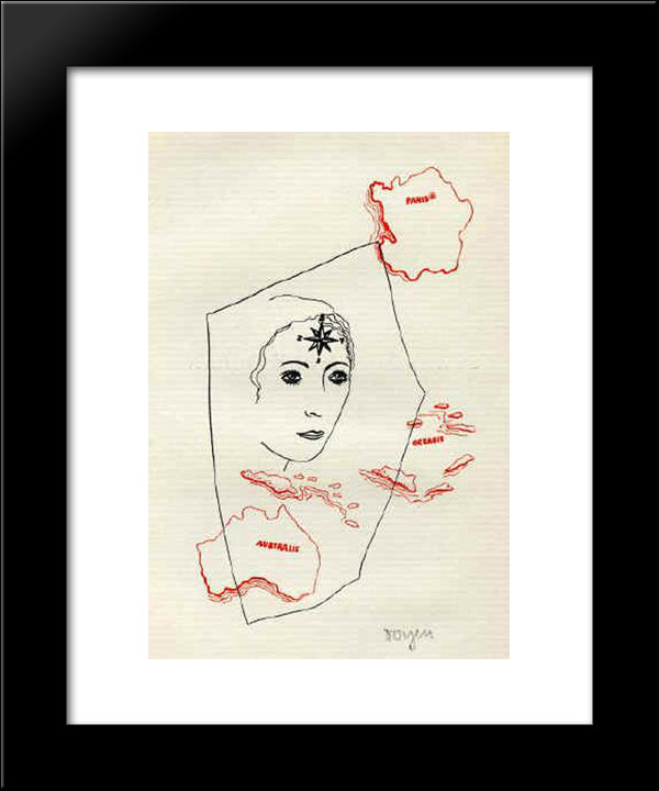 Susanne And The Wind Rose 20x24 Black Modern Wood Framed Art Print Poster by Toyen